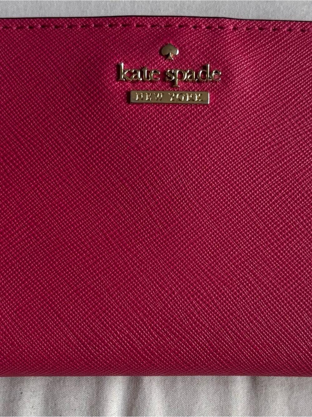 kate spade Hot Pink Saffiano Leather Wallet with Gold Logo